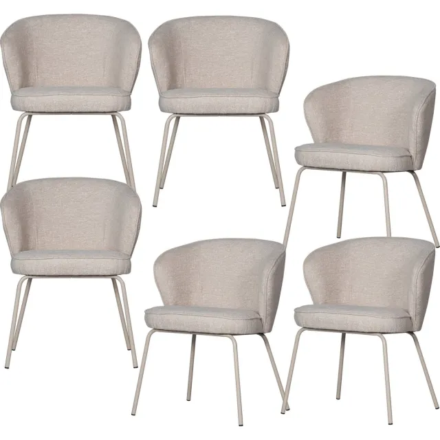 WOOOD Admit Eetkamerstoelen - Polyester - Pebble - Set van 6