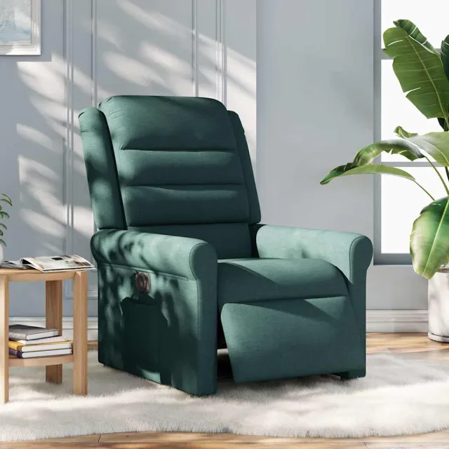 vidaXL Fauteuil verstelbaar elektrisch stof donkergroen groen