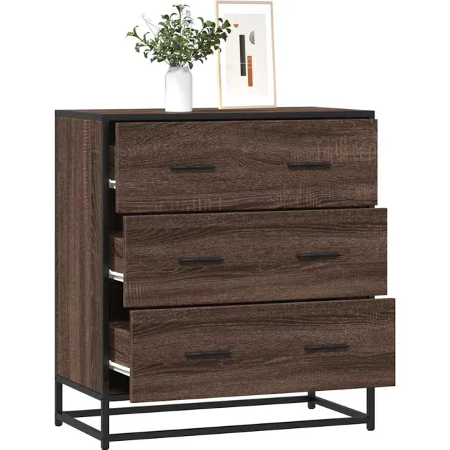 vidaXL Dressoir 68x35x76 cm bewerkt hout en metaal bruin eikenkleur