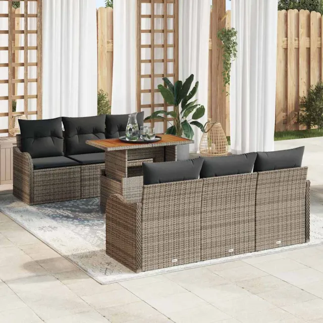 vidaXL Tuin Sofa Set 7 st Grijs poly rattan
