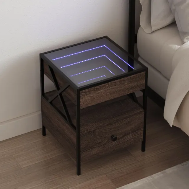 vidaXL Nachtkastje met Infinity LED 40x40x51 cm bruin eikenkleurig