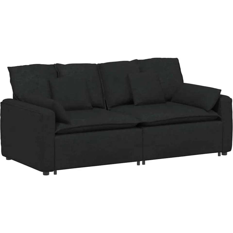 vidaXL Modulaire bank met kussens zwart, foto 3