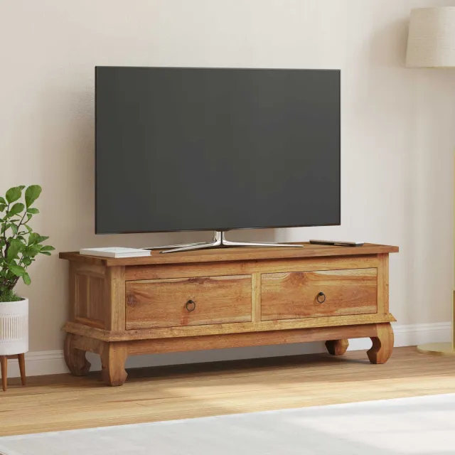 vidaXL TV-standaard 110 x 35 x 40 cm Naturel Massief Teakhout, foto 2