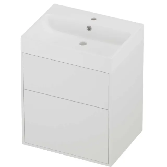 Proline Podium Badmeubelset Polystone Loft 1 Kraangat Voor Grepen 60x46x75 cm Mat Wit Mat White