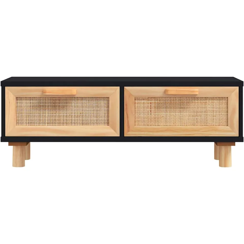vidaXL Salontafel 80x40x30 cm bewerkt hout en grenenhout zwart, foto 4