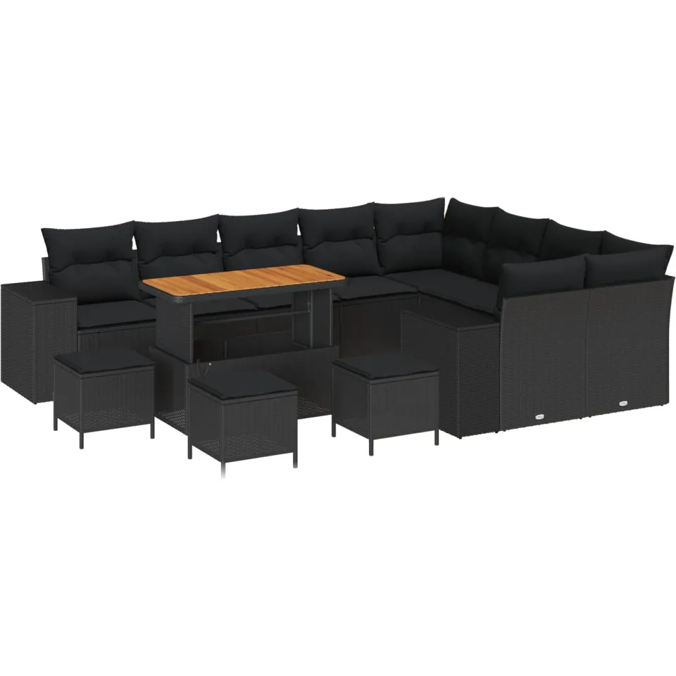 vidaXL Tuin Sofa Set 13 st Zwart poly rattan