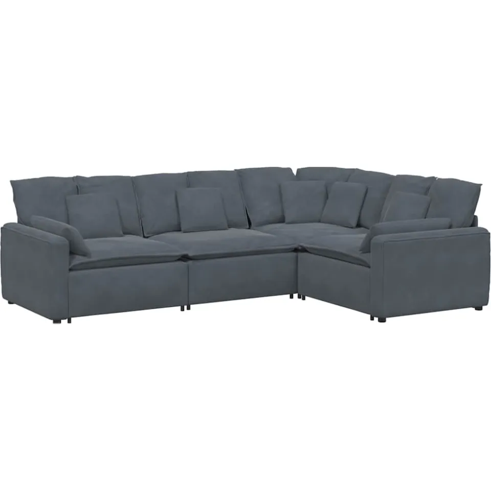vidaXL Modulaire bank met kussens fluweel donkergrijs