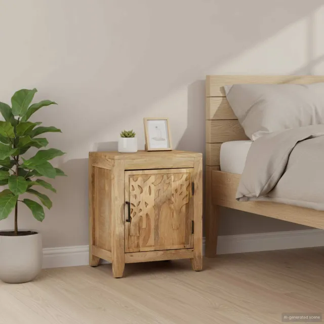 vidaXL Nachtkastje 40x30x50 cm massief mangohout bruin, foto 2