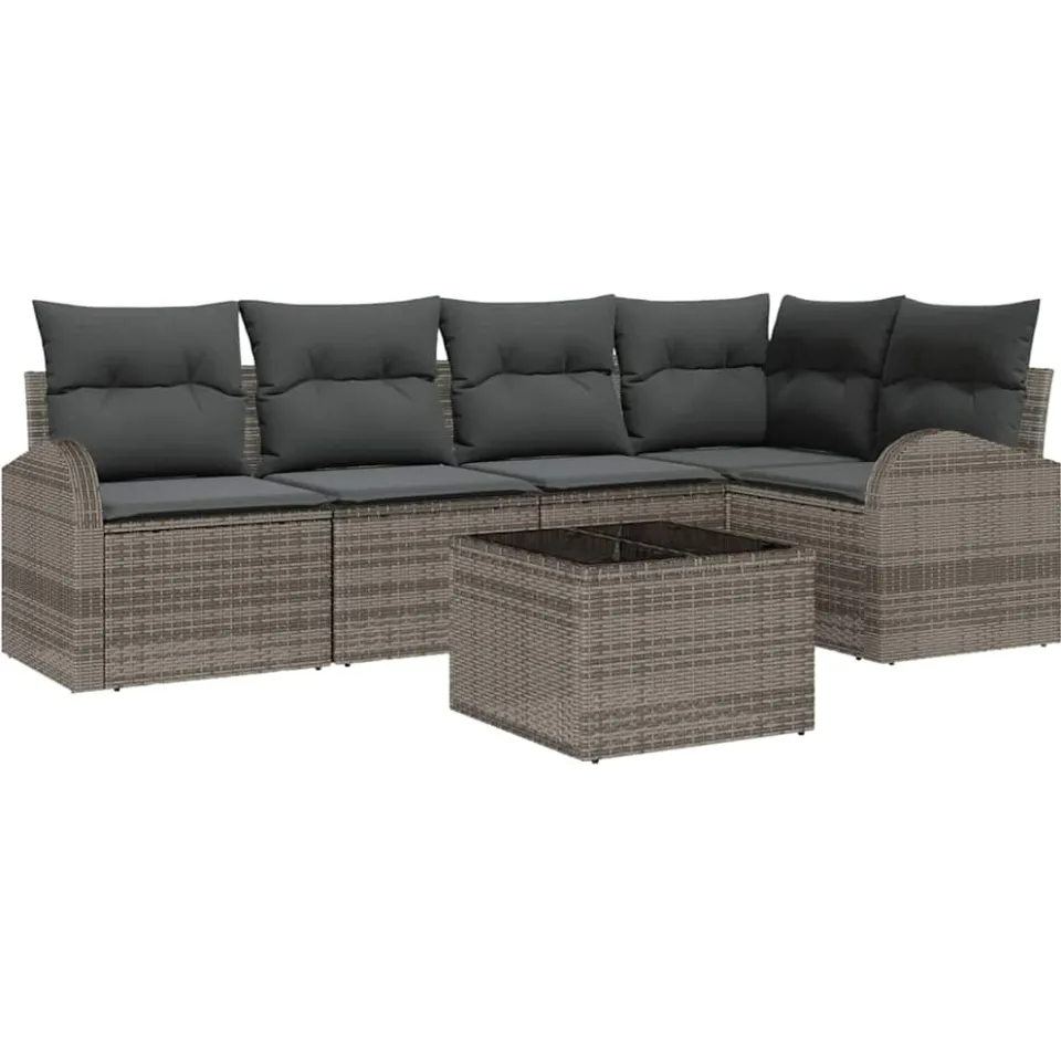 vidaXL Tuinbankenset 6 st Grijs poly rattan