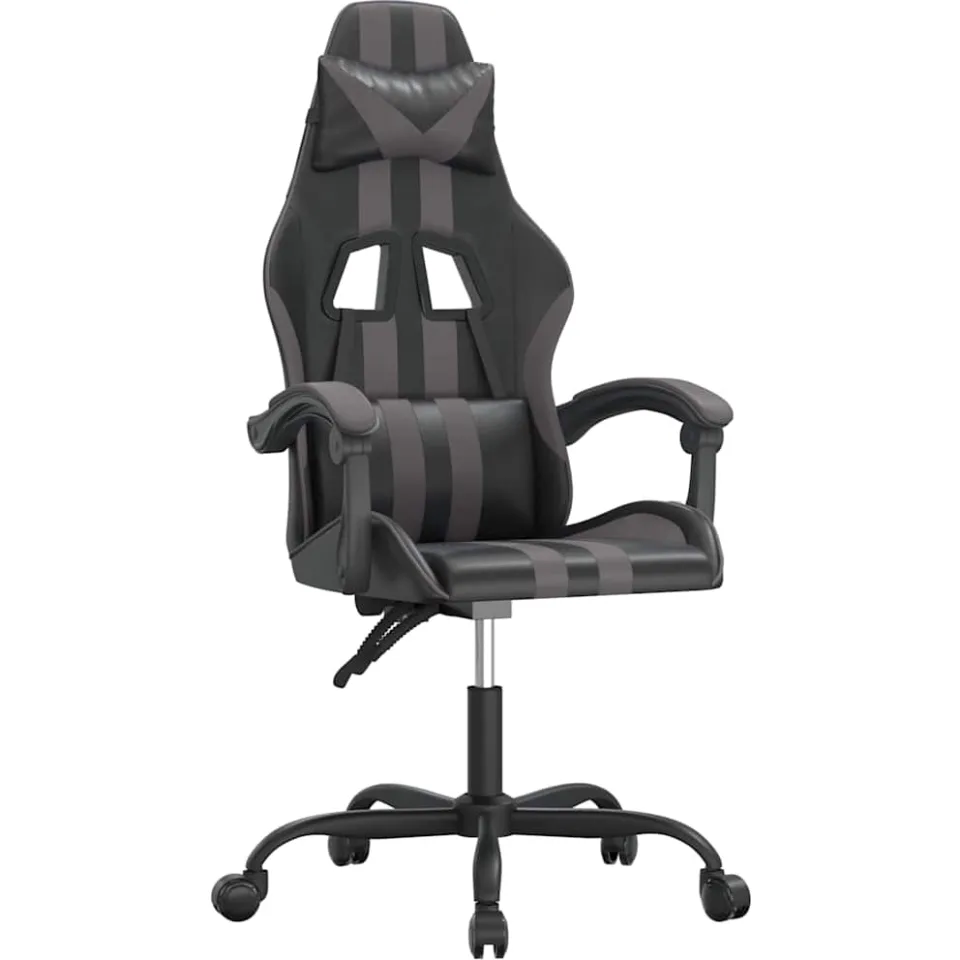 vidaXL Gamestoel draaibaar kunstleer zwart en grijs, foto 3