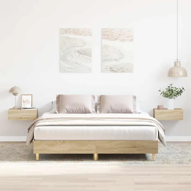 vidaXL Bedframe zonder matras 150x200cm spaanplaat sonoma eikenkleurig Bruin