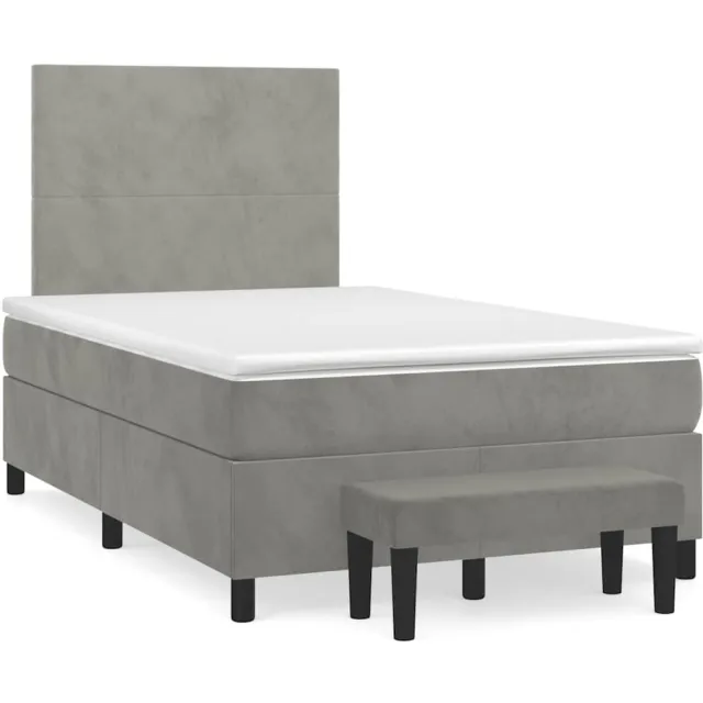 vidaXL Boxspring met matras fluweel lichtgrijs 120x190 cm grijs