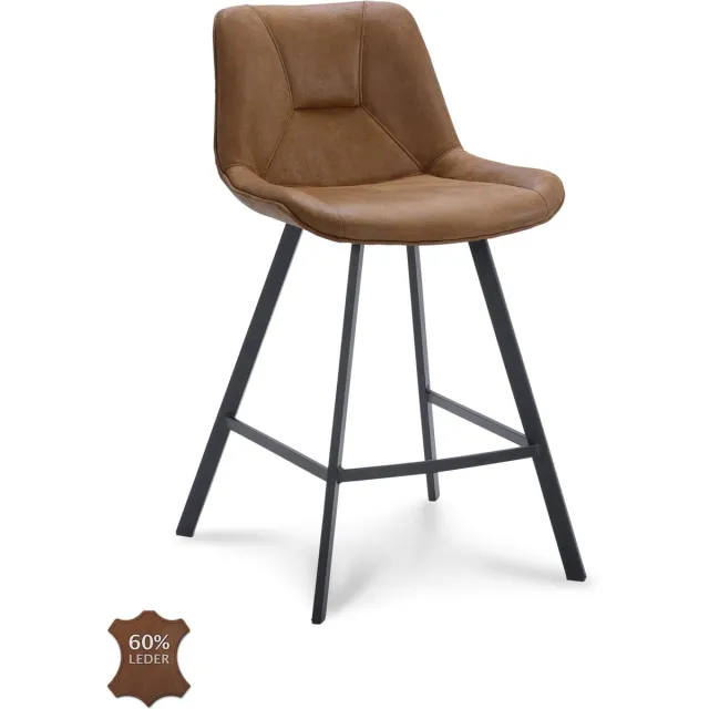 Icon Living Barkruk Brooks Zithoogte 65 - Microleder Bull Camel - Poot Zwart Bruin