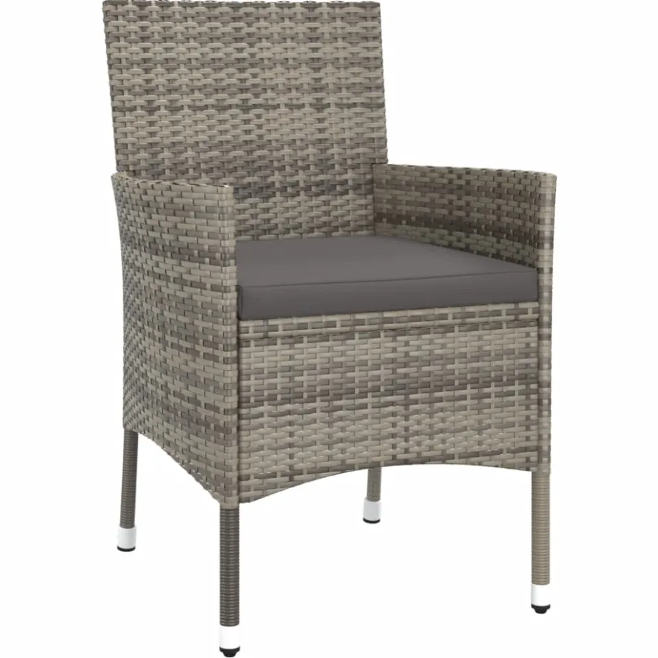 vidaXL 5-delige Bistroset met kussens poly rattan grijs, foto 4