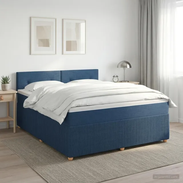 vidaXL Boxspringbed met matras met hoofdeinde Blauw 140 x 190 cm Stof