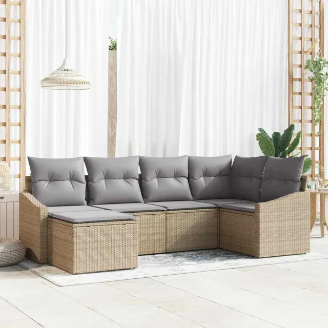 vidaXL Bankstel 6 st Beige poly rattan, foto 2
