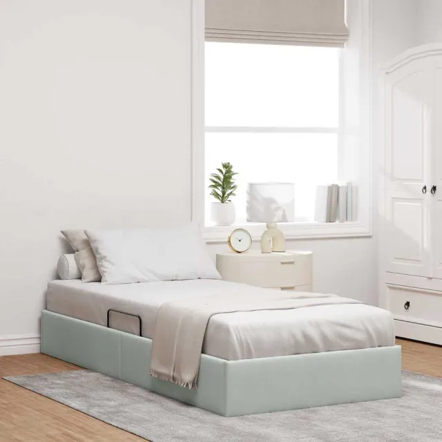 vidaXL Opslag bed Lichtgrijs 100 x 203 cm fluweel