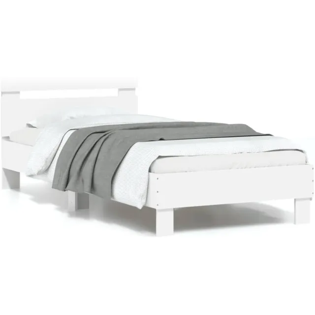 vidaXL Bedframe met hoofdbord en LED-verlichting wit 90x190 cm