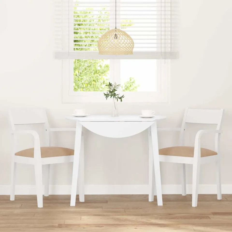 vidaXL Eetkamerstoelen met kussens 2 st massief hout rubber wit, foto 2