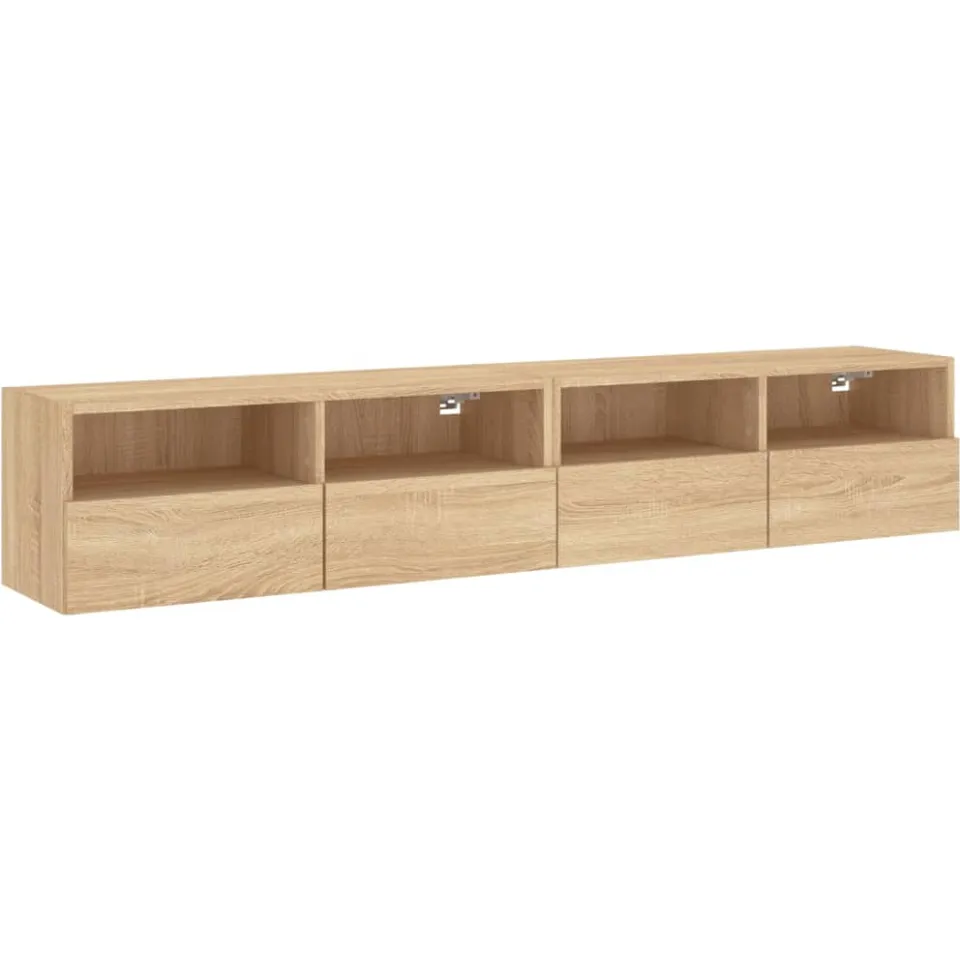 vidaXL Tv-wandmeubels 2 st 80x30x30 cm bewerkt hout sonoma eikenkleur Bruin