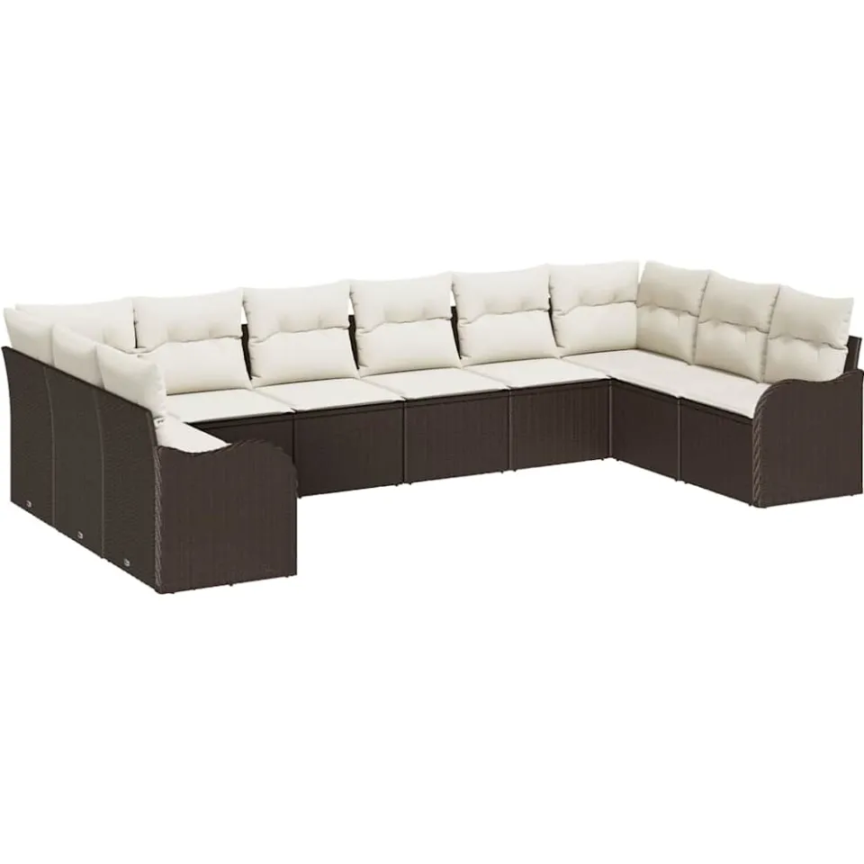 vidaXL Tuin Sofa Set 10 st Bruin en wit poly rattan