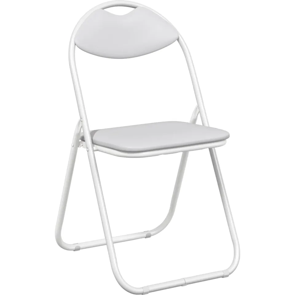 vidaXL Inklapbare stoel 8 st Nep Leer Wit 48 x 43,5 x 81 cm
