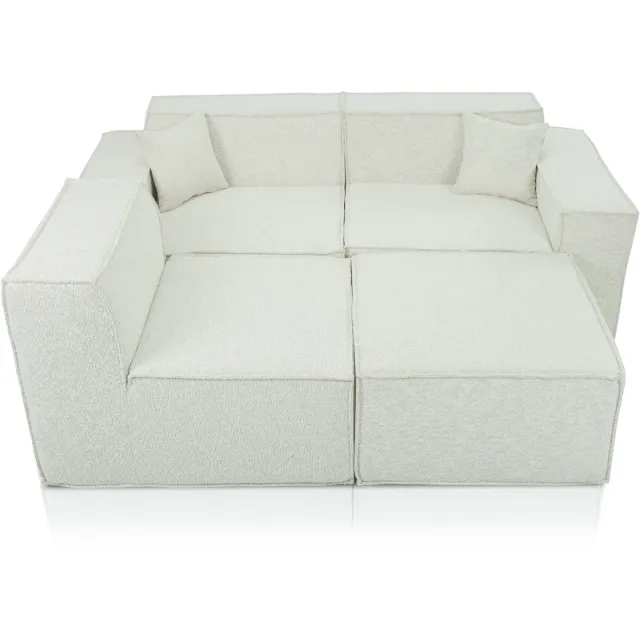 Popsofa Beat Hoekbank Bouclé Beige