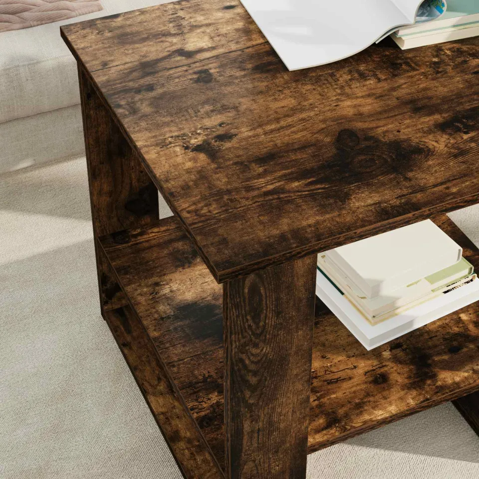 vidaXL Salontafel Gerookt eiken 51 x 50 x 50 cm Bewerkt hout, foto 4