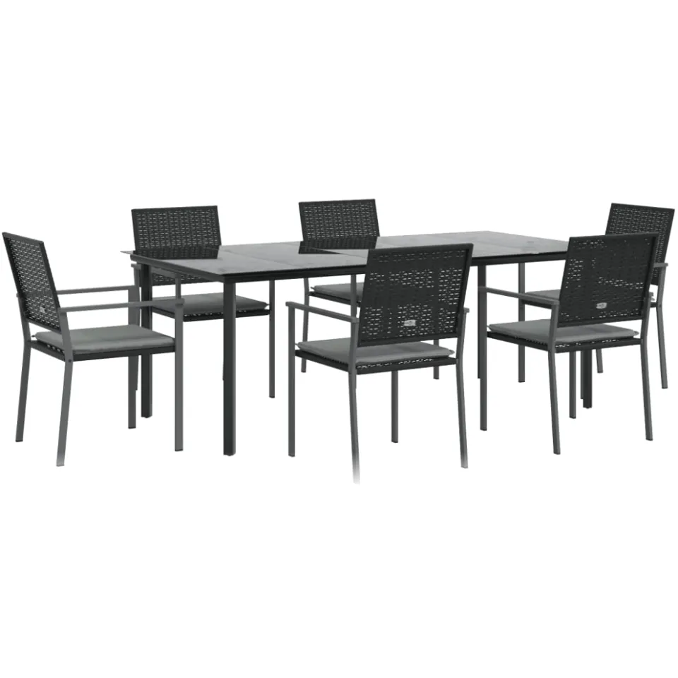 vidaXL 7-delige Tuinset met kussens poly rattan en staal, foto 3
