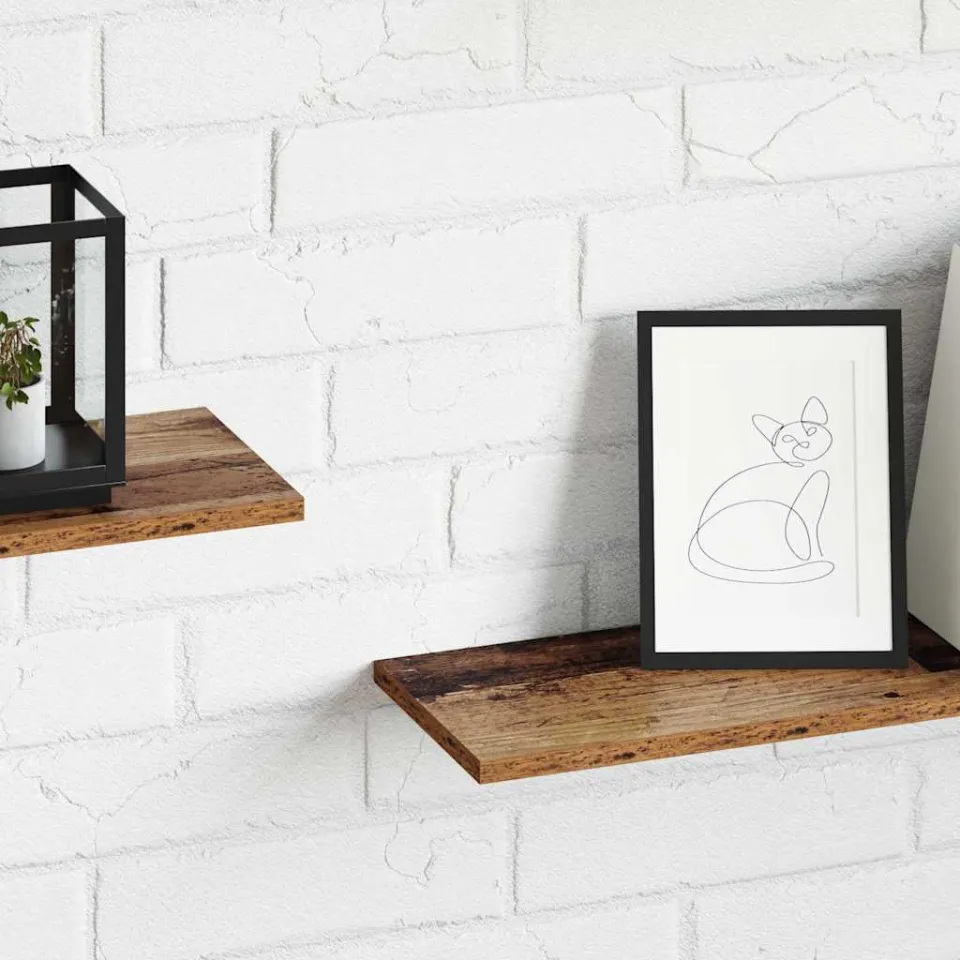 vidaXL Boekenplank Bord 3-laags 4 st 80 x 20 x 1,5 cm Bewerkt hout bruin, foto 4