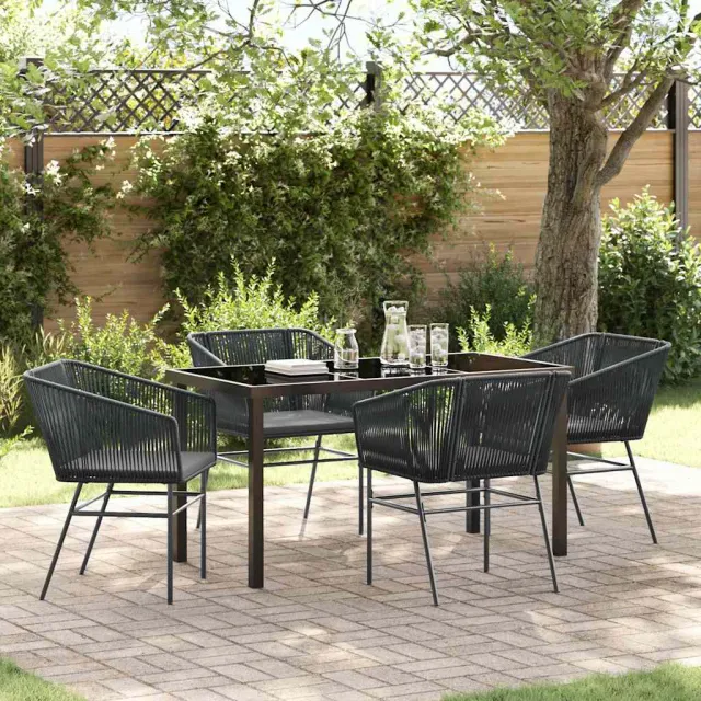 vidaXL Tuin eettafelset 5 st Zwart Gepoedercoat staal