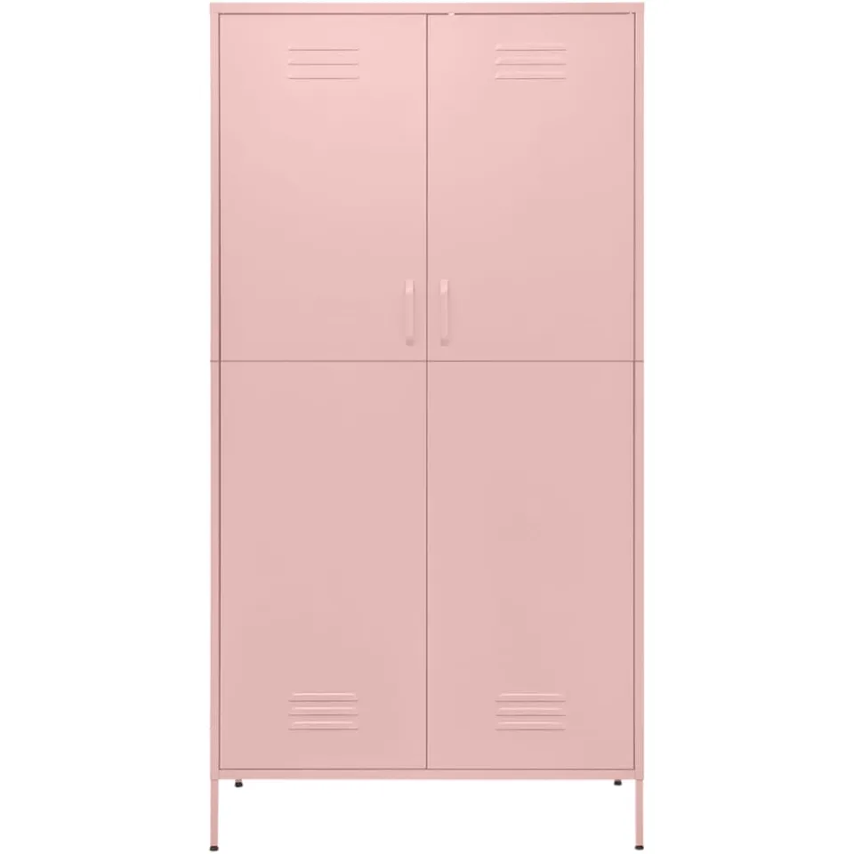 vidaXL Kledingkast 90x50x180 cm staal roze