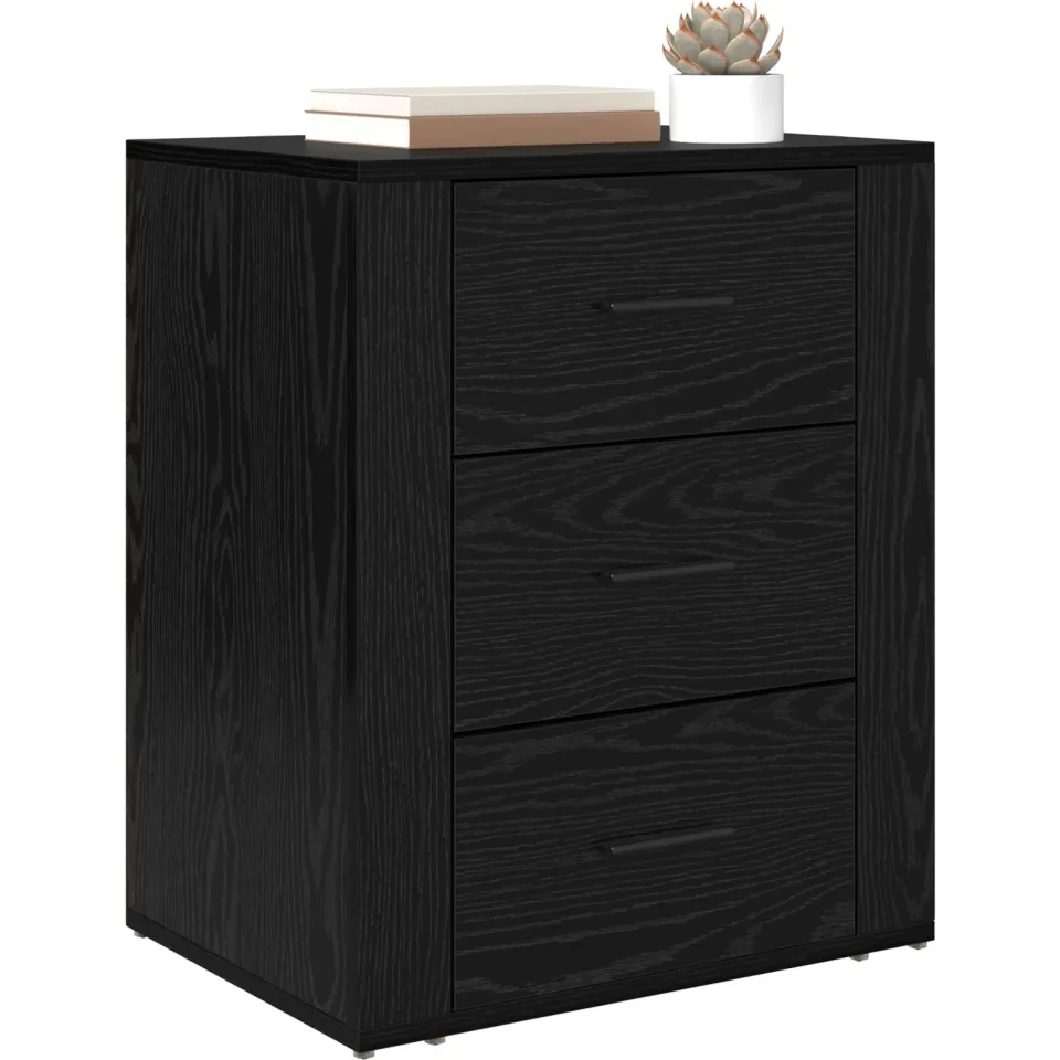 vidaXL Nachtkastje Zwart Eiken 35 x 50 x 60 cm Bewerkt hout