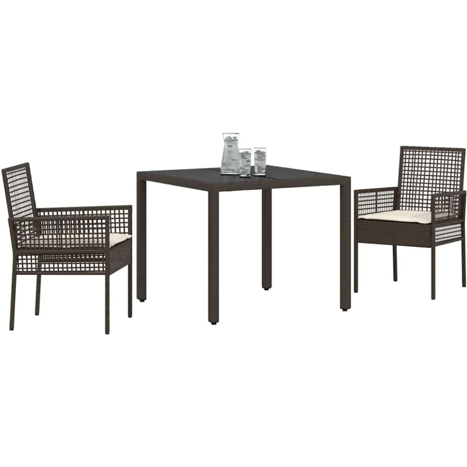 vidaXL Tuin eettafelset 3 st Bruin poly rattan