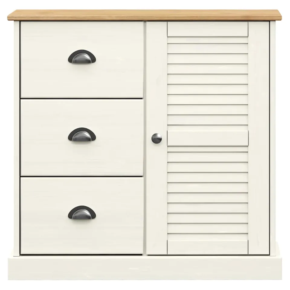 vidaXL Dressoir met lades VIGO 78x40x75 cm massief grenenhout wit, foto 4