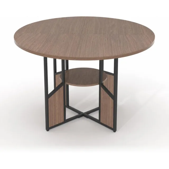 HOERFURIY Walnoot ronde tafel 150x75 cm met kruisvormige basis, voor eetkamer bruin