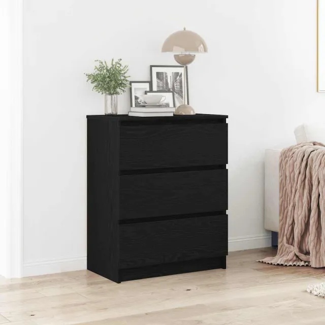 vidaXL Dressoir 60x35x76 cm bewerkt hout zwart eikenkleurig, foto 2