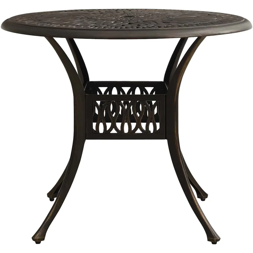 vidaXL Tuintafel 90x90x74 cm gietaluminium bronskleurig bruin, foto 2
