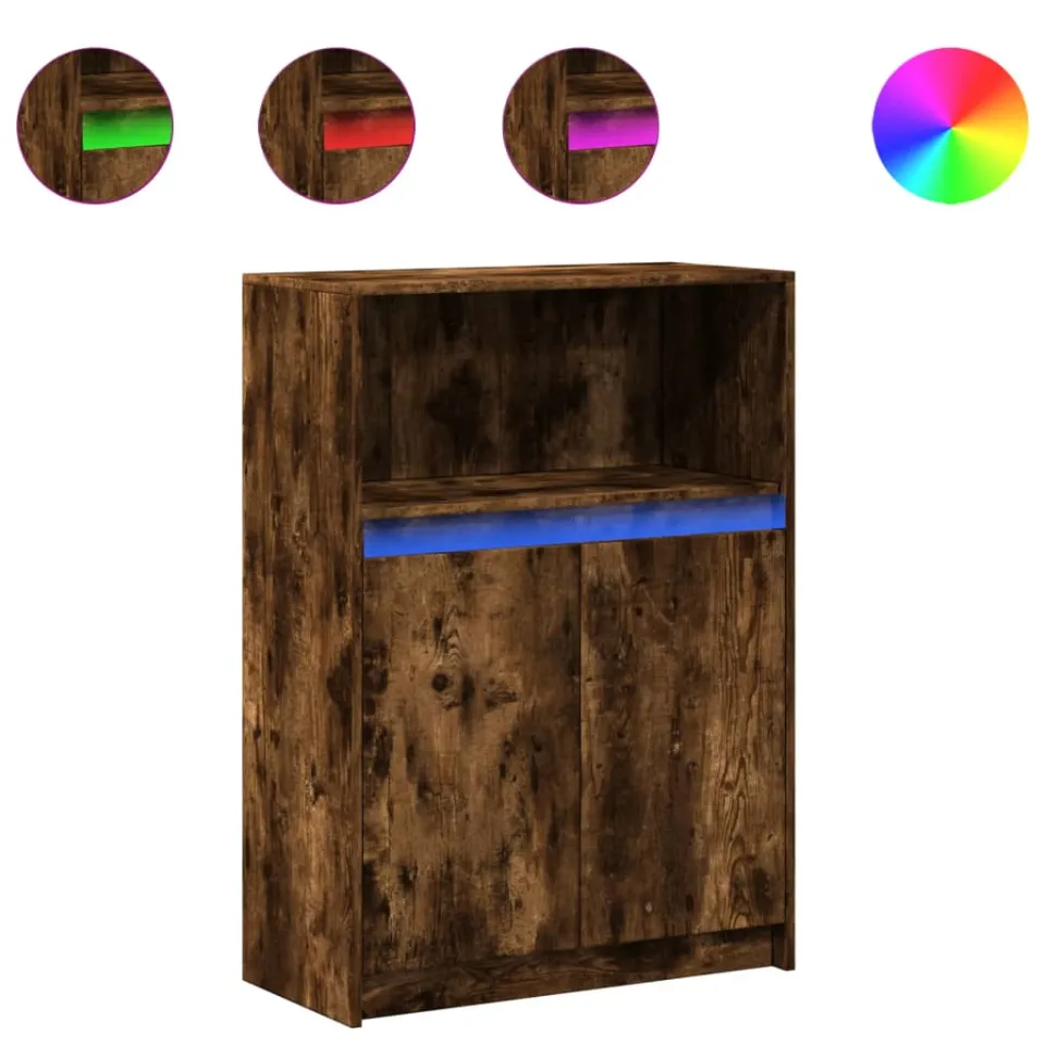 vidaXL Dressoir met LED 72x34x100 cm bewerkt hout gerookt eikenkleurig, foto 3