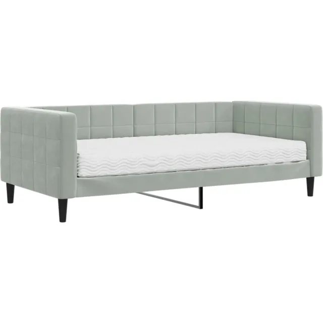 vidaXL Slaapbank - met - matras - 90x190 - cm - fluweel - lichtgrijs