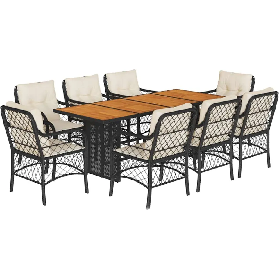 vidaXL 9-delige Tuinset poly rattan zwart, foto 3