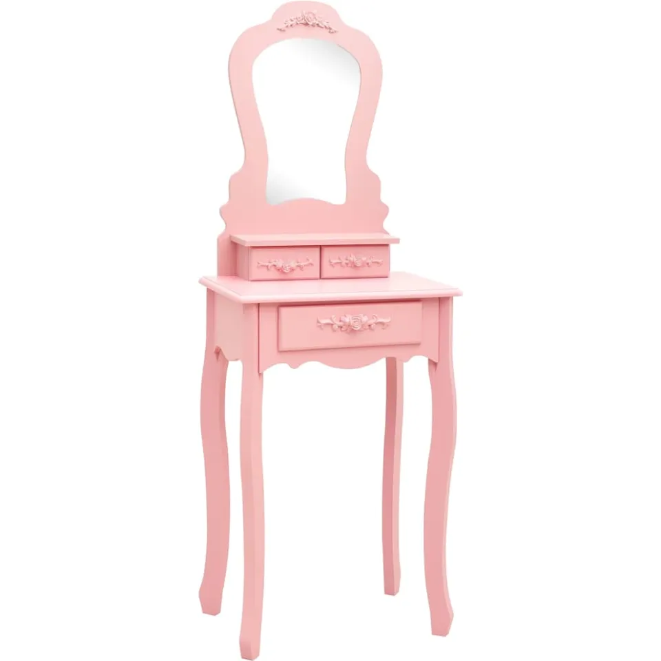 vidaXL Kaptafelset met kruk 50x59x136 cm paulowniahout roze, foto 2