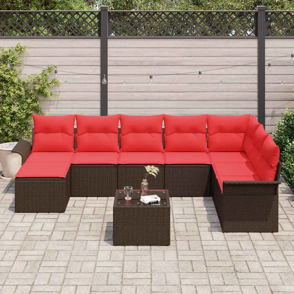 vidaXL Tuin Sofa Set 9 st Bruin poly rattan, foto 3