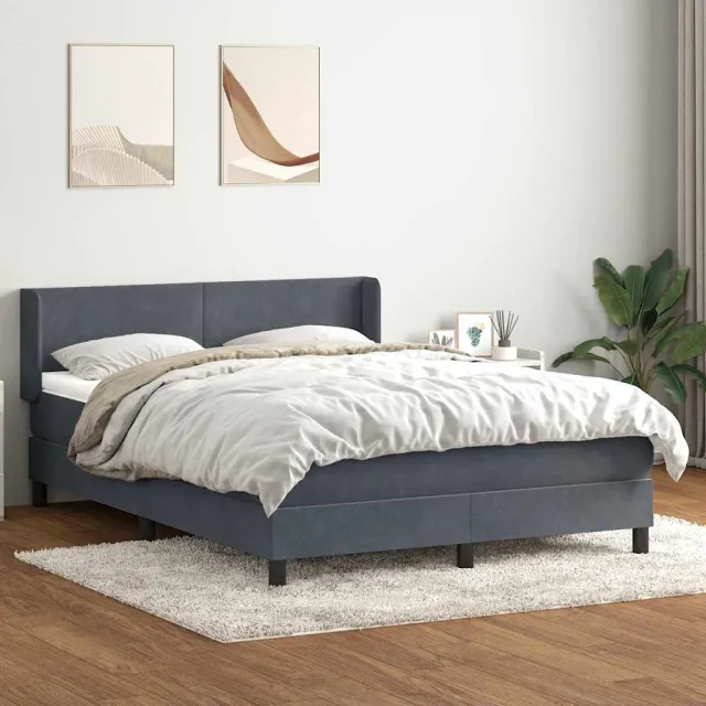 vidaXL Boxspring met matras fluweel donkergrijs 160x210 cm grijs