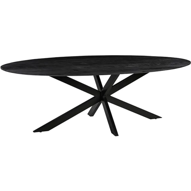 LABEL51 James Eetkamertafel - Zwart - Hout - 160 cm - Ovaal