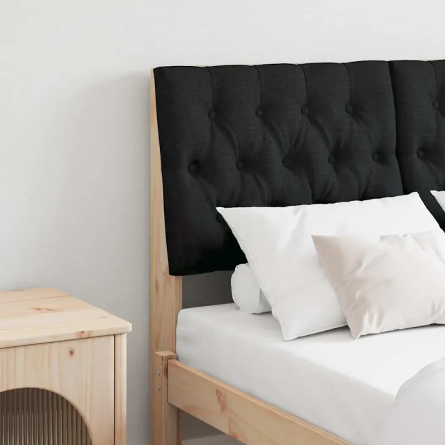 vidaXL Gestoffeerd hoofdbord Zwart 120 cm Massief grenenhout Bruin