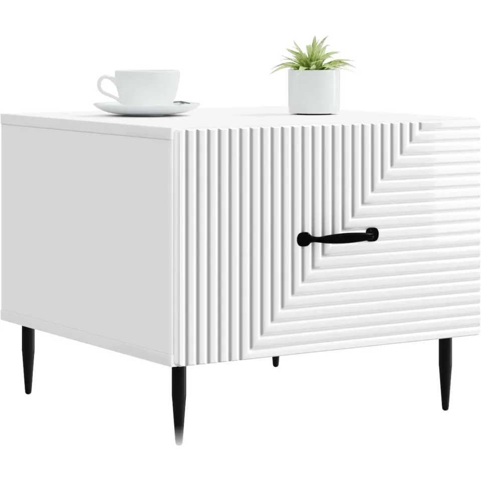 vidaXL Salontafel met lade Hoogglans Wit 49 x 50 x 40 cm Bewerkt hout, foto 2