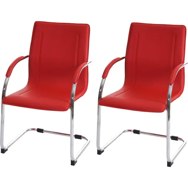 MCW Set van 2 vergaderstoelen Samara, bezoekersstoel sledemodel ~ rood