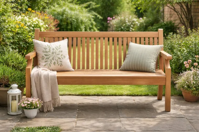 Rockwood® Parkbank Sandwick Kunststof - New Teak 1.60m 1.60m Naturel