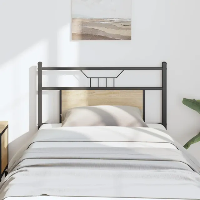 vidaXL Vervangend hoofdbord Sonoma 80 cm spaanplaat en staal eikenkleurig Bruin